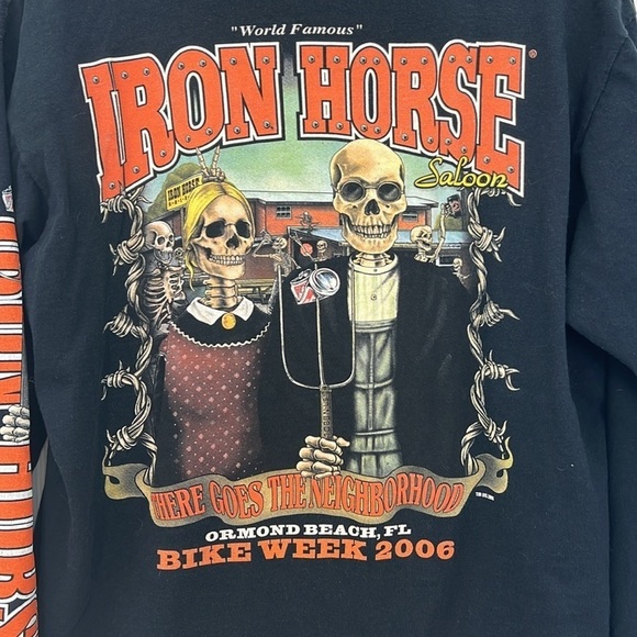 Jensen - 2006 Bike Week Iron Horse American Gothic Skeletons Long Sleeve T SZ L - Picture 11 of 11